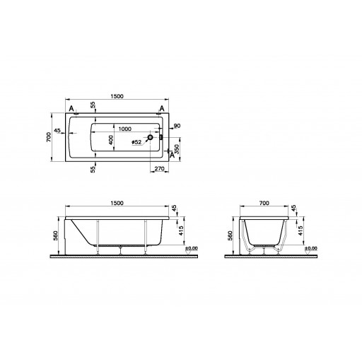 Ванна акриловая Vitra Neon белая 150х70 см 52510001000